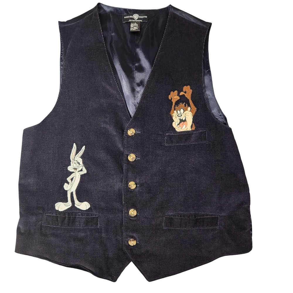 Vintage Warner Bros Studio Store Looney Tunes Vest‎ Mens Large Bugs Taz 90s